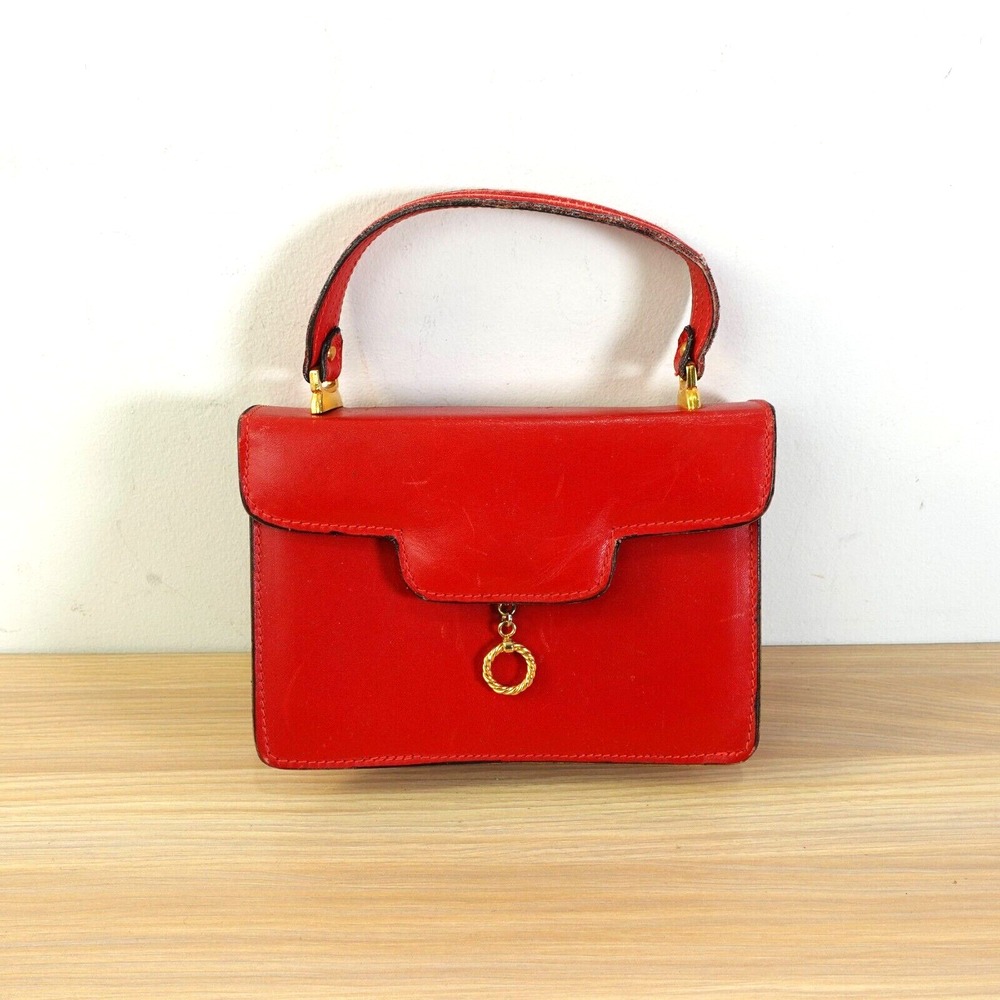 Vintage Italian Leather Evening Purse Womens Red Quiet Luxury GIGI Small Handbag